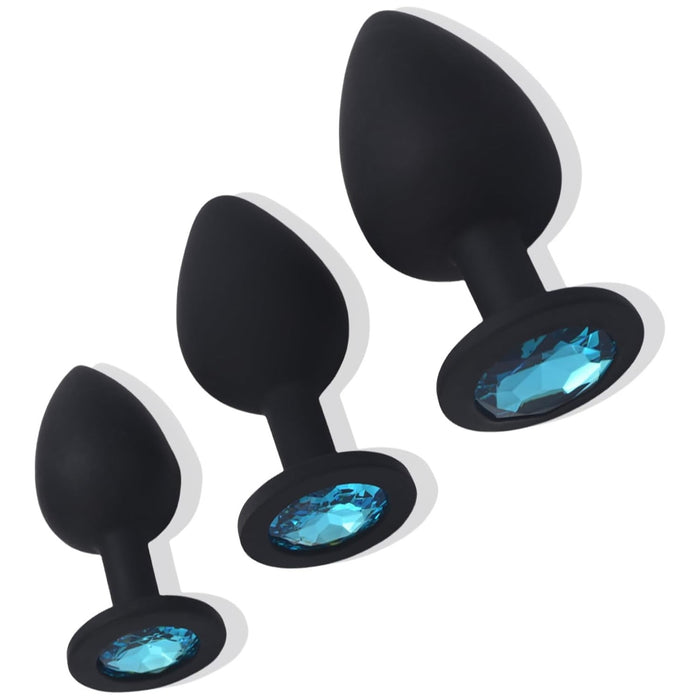 Analinis kaištis 3 dalių rinkinys iš odai draugiško silikono su skirtingais dydžiais