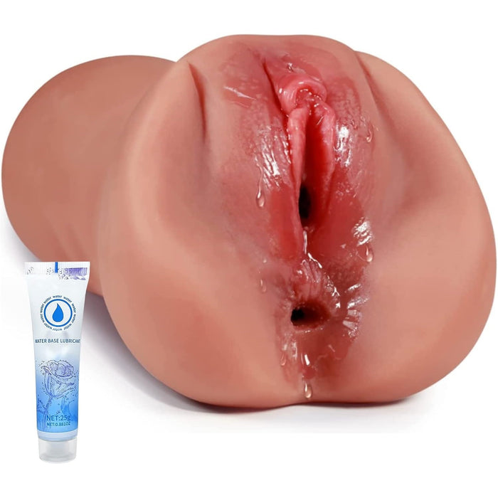 2in1 realistiškas vyrų masturbatorius su dviem stimuliavimo kanalais