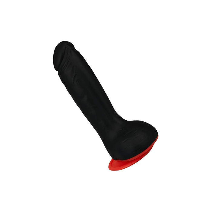 Deluxe Silicone Dildo with Strong Grip Base – Black/Red Mamba