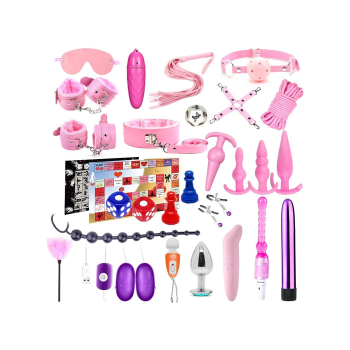 25 dalių BDSM rinkinys – viskas, ko reikia jaukiam vakaro žaidimui