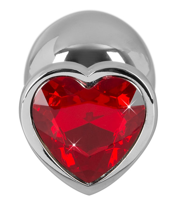 Elegant Aluminium Diamond Anal Plug with Red Gem – Medium Size for Training and Pleasure