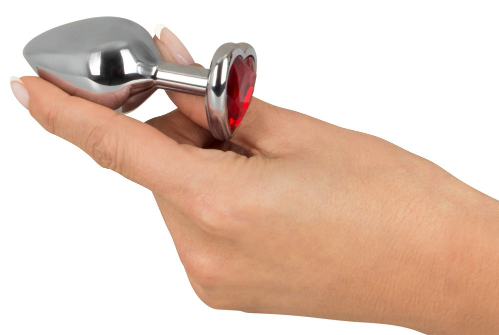 Elegant Aluminium Diamond Anal Plug with Red Gem – Medium Size for Training and Pleasure