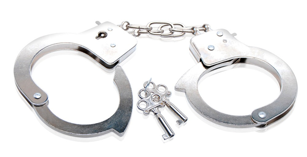 Beginner’s Metal Cuffs with Safety Lever and Keys for Playful Restraint Games for Couples