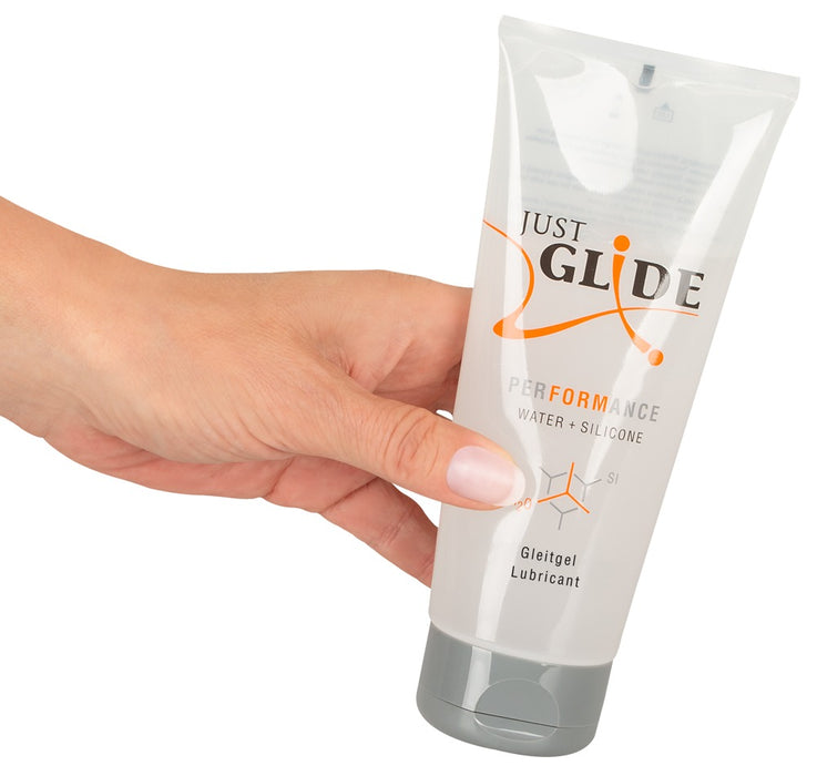 Just Glide Performance – ilgai išliekantis vandens pagrindo lubrikantas su silikonu, tinkantis sekso žaislams