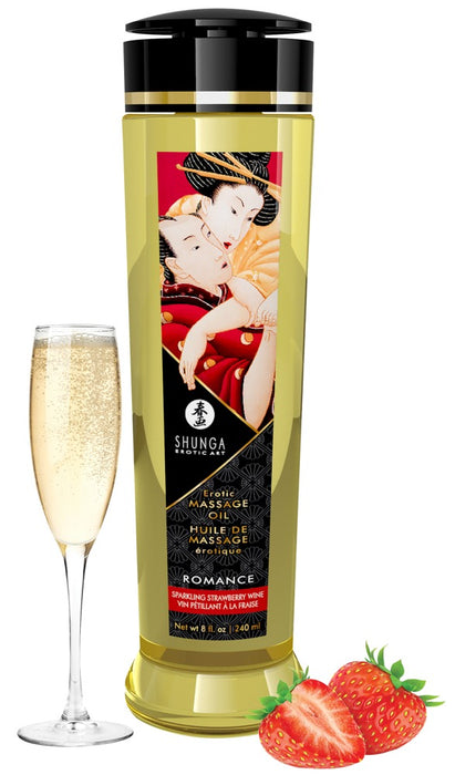 Luxurious Erotic Massage Oil with Strawberry and Champagne Scent for Sensual Moments