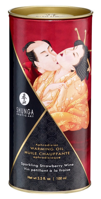 Aphrodisiac Warming Massage Oil with Strawberry Wine Aroma for Passionate Intimate Moments