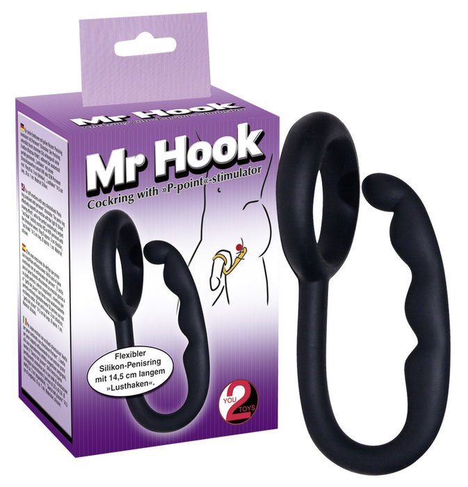 Mr Hook penio žiedas su prostatos masažuokliu