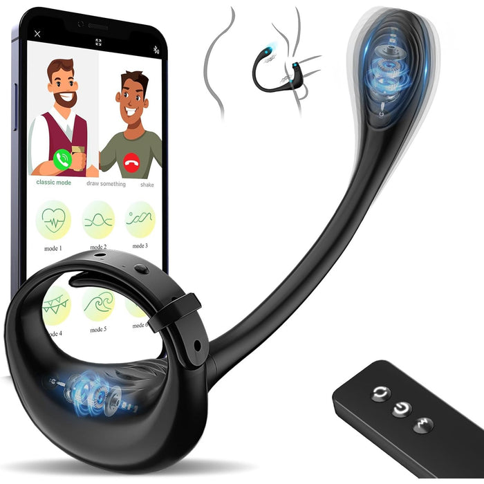 Vibrating 3-in-1 anal massager with adjustable cock ring and remote control APP