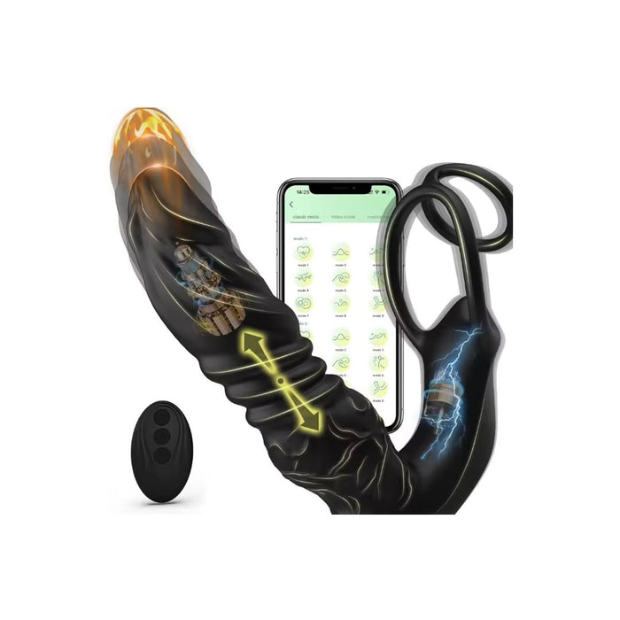 Prostatos masažuoklis vyrams su išmaniąja APP valdymu ir dvigubu žiedu