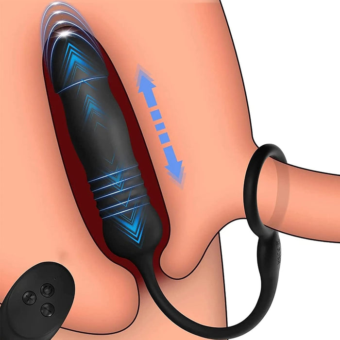 Anal vibrator for men with penis ring and 3 modes - intense prostate stimulation