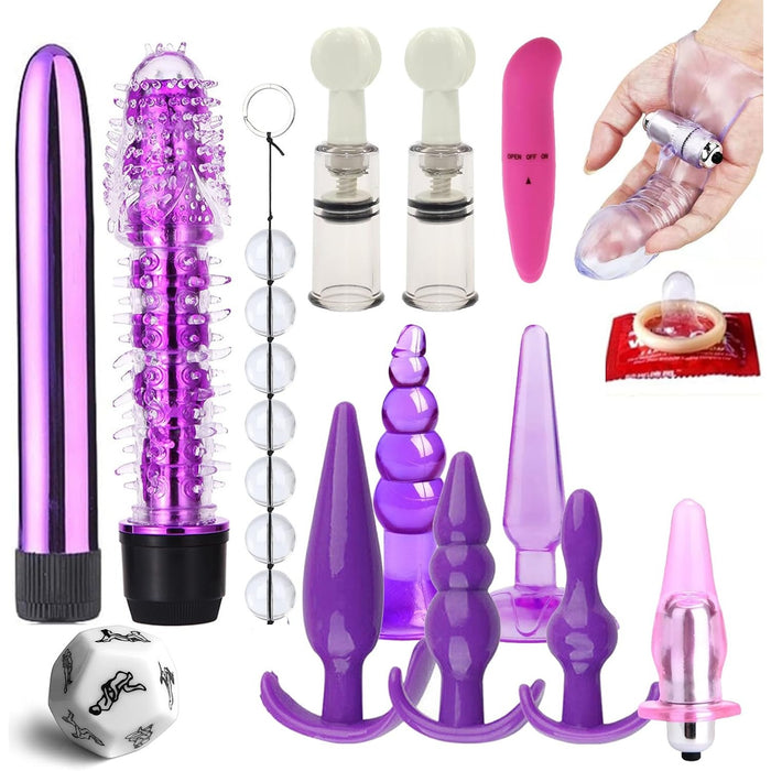 14-piece vibrator set – for women and men, stimulates the G-spot and clitoris