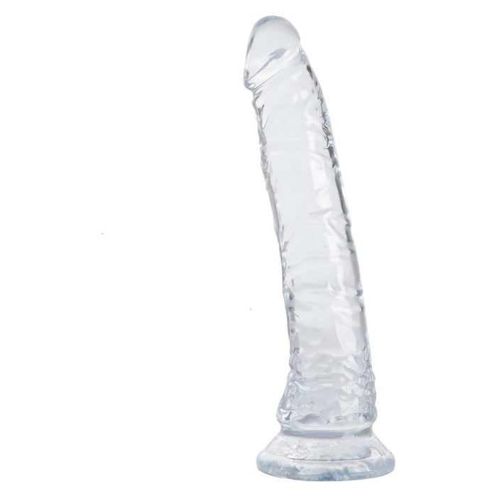 21 cm realistic dildo with strong grip base - transparent and powerful