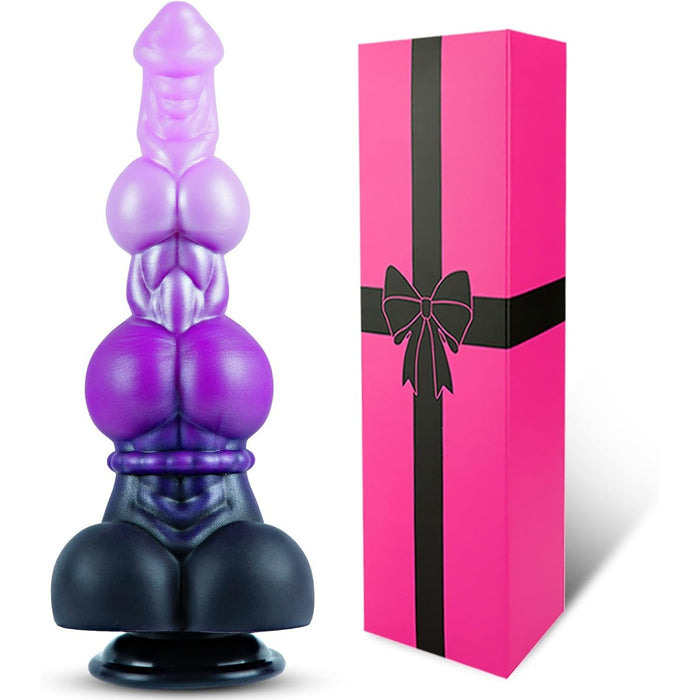 2.4 inch silicone double constriction fantasy toy with strong attachment base