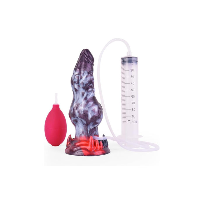 Fantasy-shaped silicone dildo with spray function and suction cup