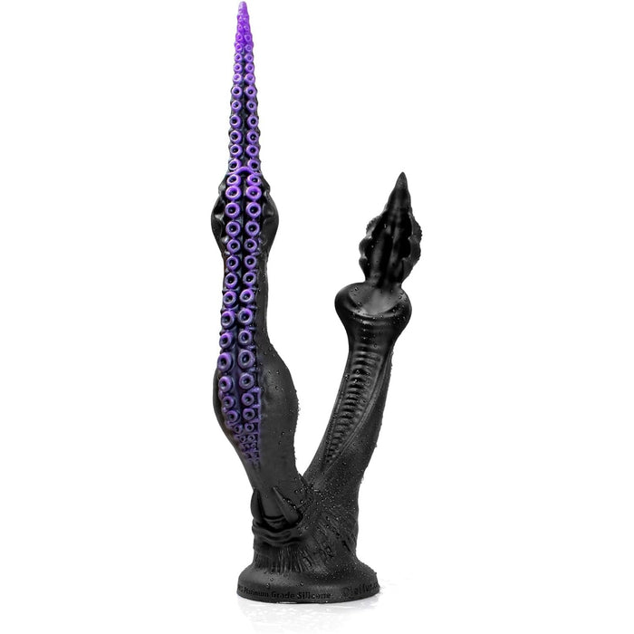 Fantazijos dildo su dviem galvutėmis ir stipria prisitvirtinimo siurbtuke