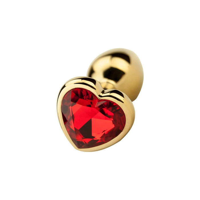 Glitter Gold Anal Plugs with Colored Crystal Heart Shape – 3 Sizes for Anal Trainer
