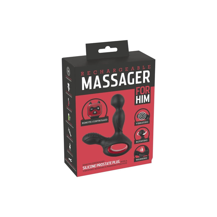 Prostate massager with 10 vibration modes and rotating function, black