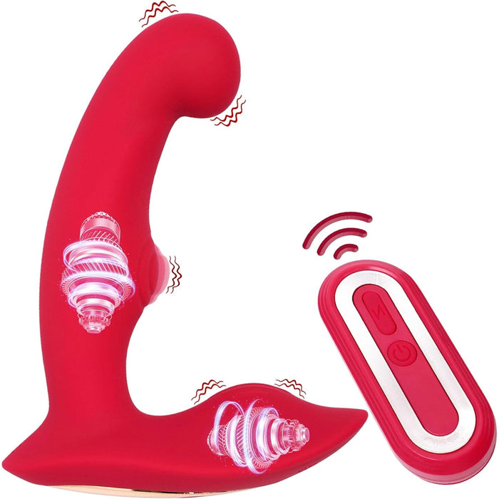 Prostate massager with 10 vibration modes and remote control (Red)