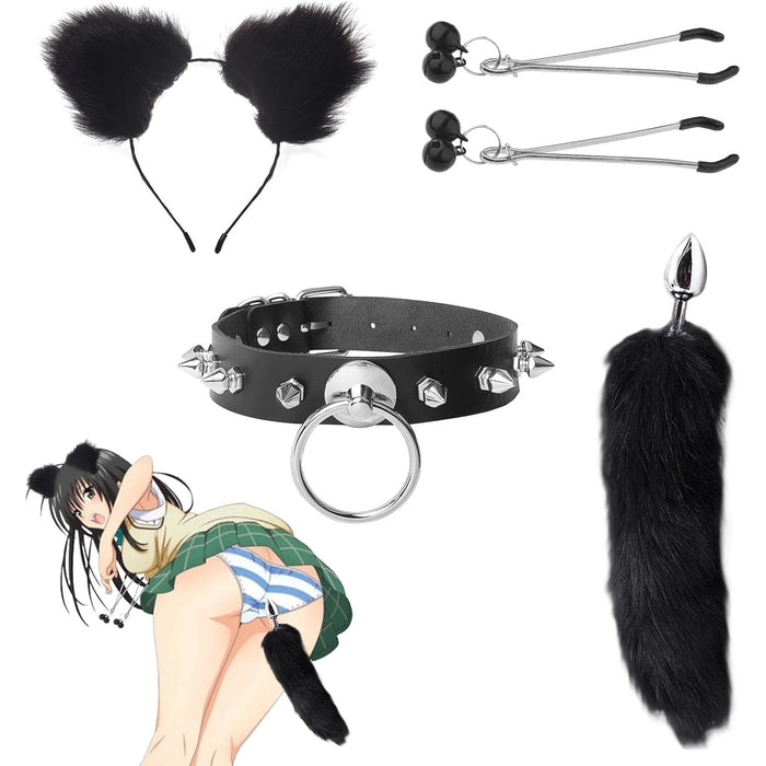 Fuchsschwanz Analinis kaištis su komplektu narelių, kailio ausytėmis, antkakliu ir spaustukais