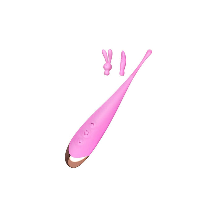 Powerful, quiet silicone vibrator with 3 interchangeable heads for women