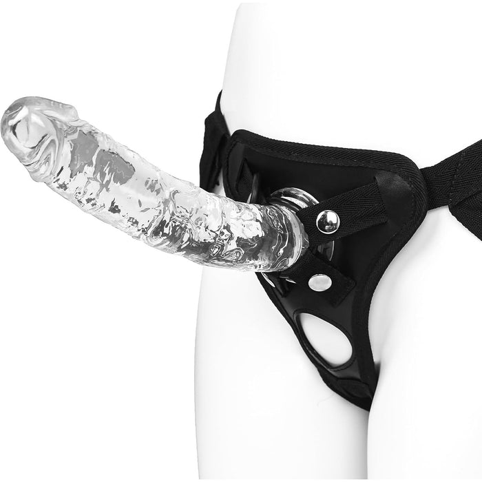 Reguliuojamas Permatomas TPE Dirželis Dildo su Stipria Priešsūke