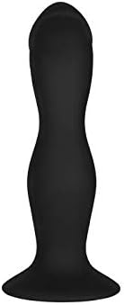 Flexible silicone anal dildo with a strong attachment base and curved curves