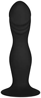 Flexible silicone anal dildo with a strong attachment base and curved curves