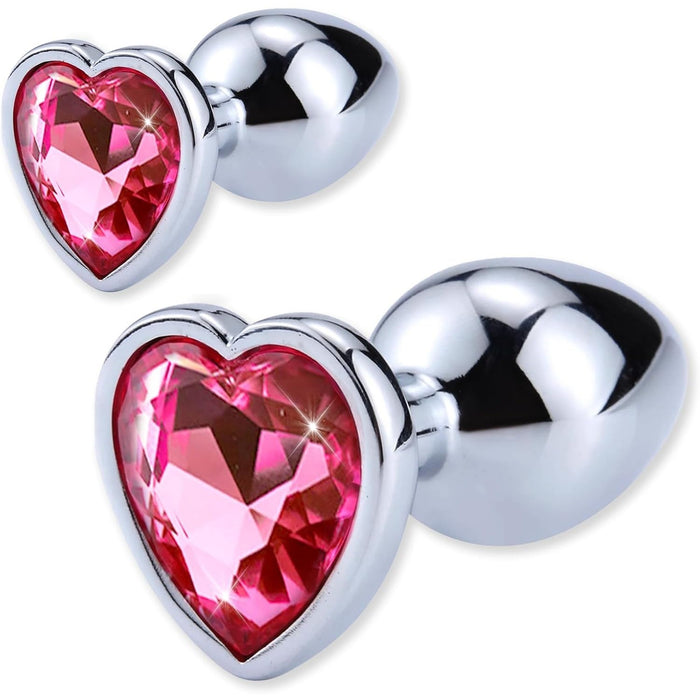 2 Crystal Anal Plugs – Metal Heart Shaped for Beginners