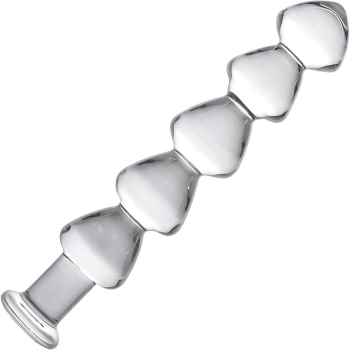 Drops Anal Glass Dildo with Wavy Handle and Cone Shape