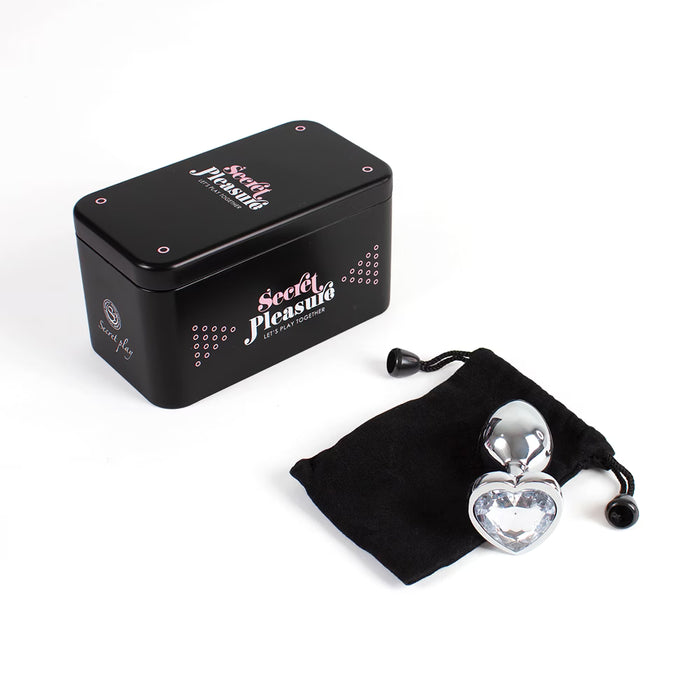 CLEAR CRYSTAL HEART metalinis pradedančiųjų analinis kaištis su širdies formos pagrindu, 7 cm, 200 g
