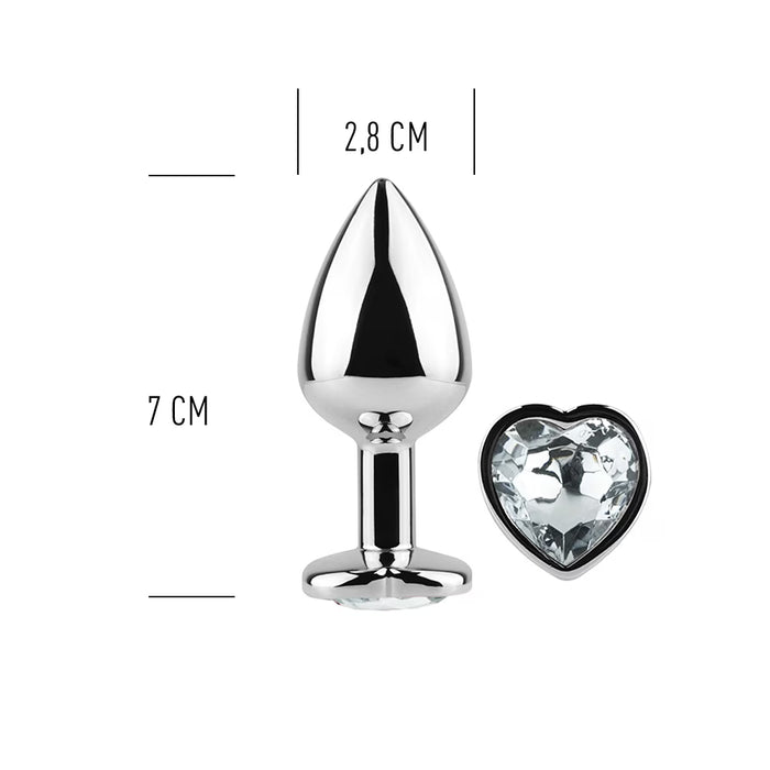 CLEAR CRYSTAL HEART metalinis pradedančiųjų analinis kaištis su širdies formos pagrindu, 7 cm, 200 g