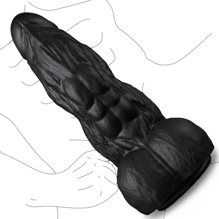 XXL Juodas Monster Dildo su stipria prisiurbimo baze – itin realistiškas ir storas