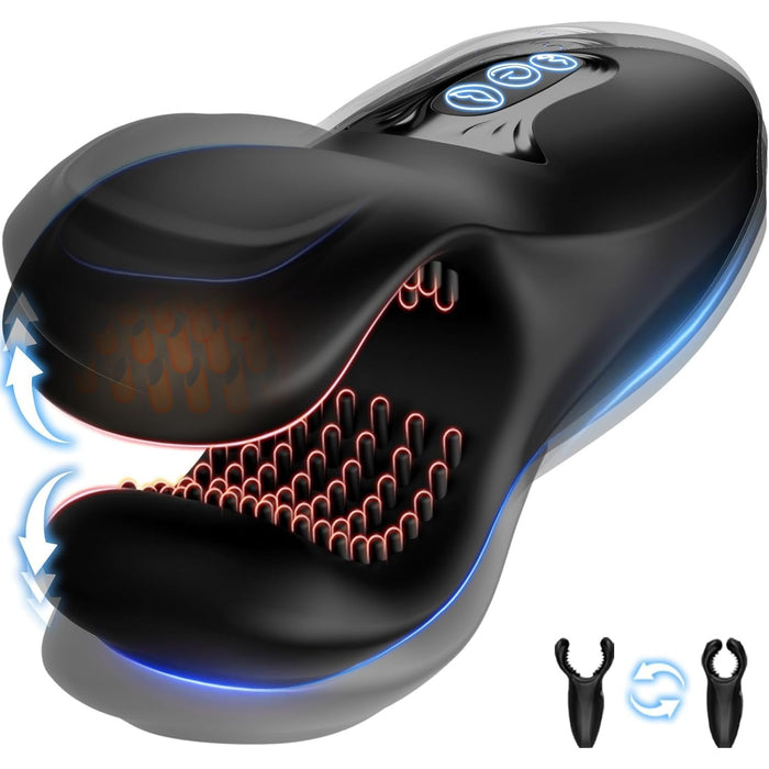 Adjustable U-shaped silicone penis massager with 10 vibrations and 10 bite modes