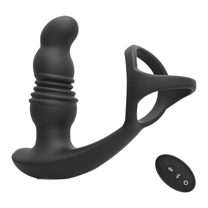 Schub Anal Vibratoris su Prostatos Stimuliatoriumi ir Penisringiu – 10 režimų su Nuotoliniu Valdymu