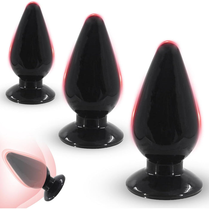 Classic 3-piece large anal plug with strong suction base