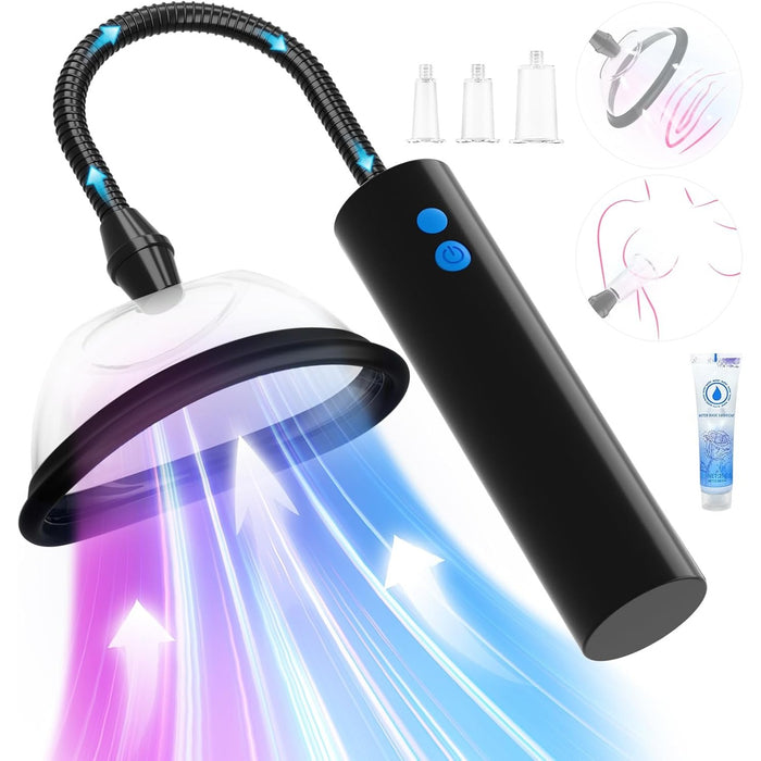 Electric clitoral and vaginal vacuum pump with three modes and 5 suction cups