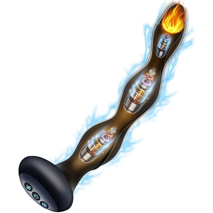 Anal vibrator with 26.5 cm length, heating function and electrostimulation