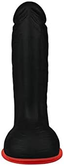 Deluxe Silicone Dildo with Strong Grip Base – Black/Red Mamba