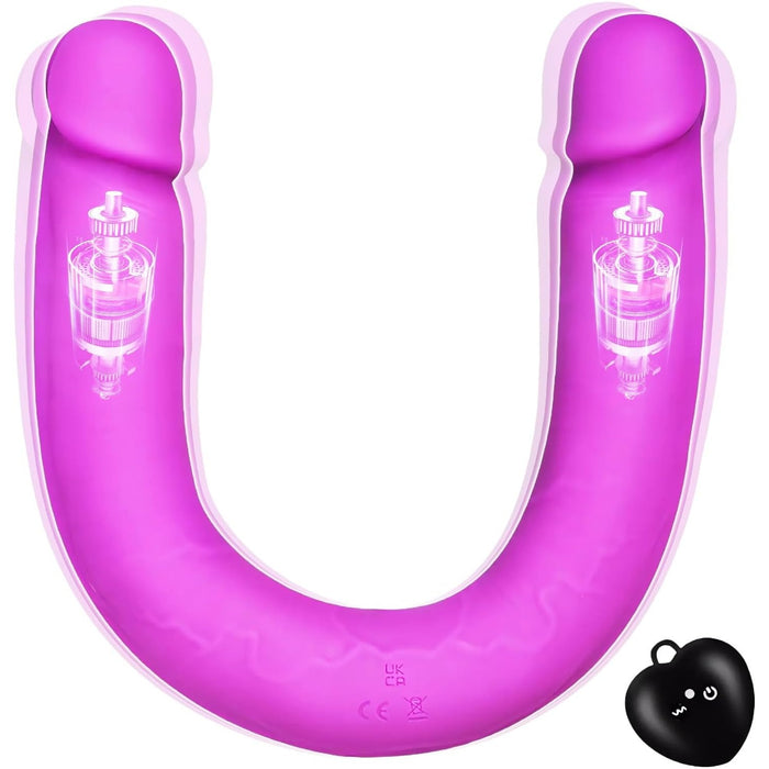 40 cm Dvigubas G taško Vibratorius su Nuotolinio Valdymo pultu Moterims