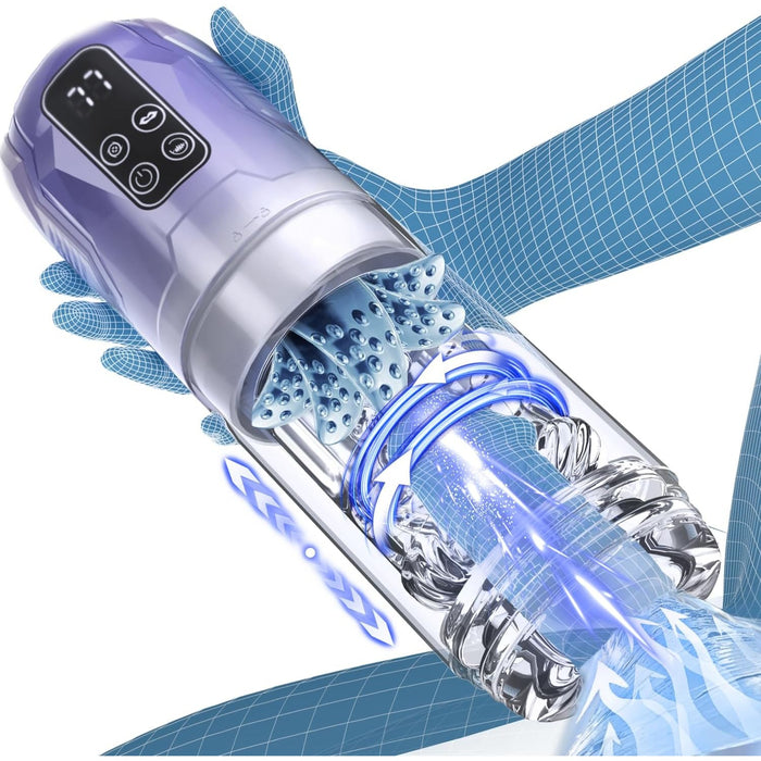 Electric male masturbator with 7 functions telescope, vibration and suction