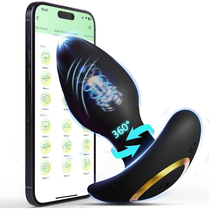 Analinis vibracijos žaislas vyrams su 7 sukimosi ir 9 vibracijų režimais