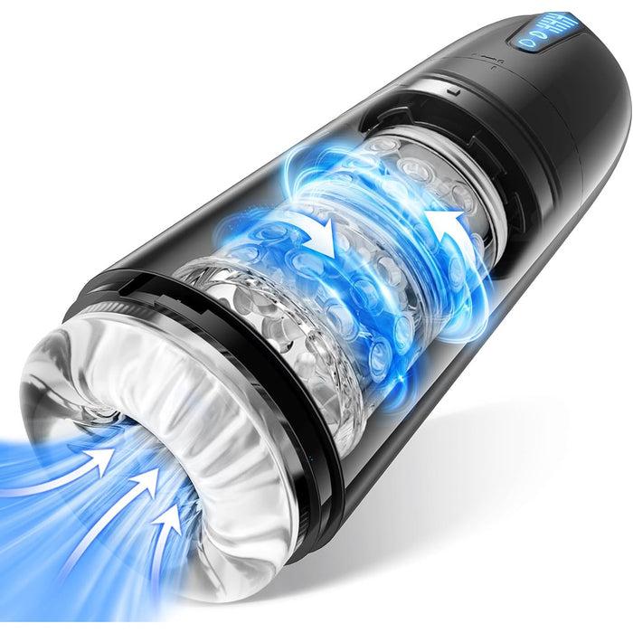 Elektrinis Masturbatorius Vyrams su 7 Siurbimo ir 7 Sukimosi Režimais