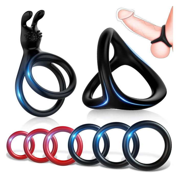 Penio žiedų rinkinys iš silikono – 5 skirtingų formų ir dydžių