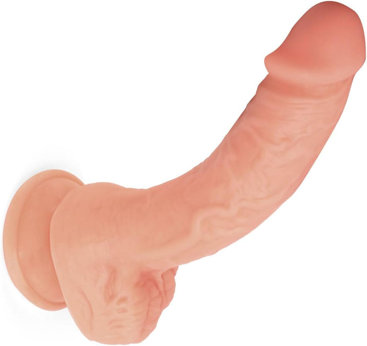 Realistic 19 cm silicone dildo with strong attachment pad