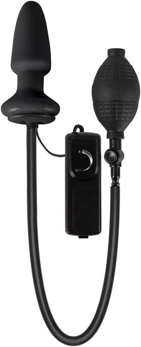 Transparent, black anal plug with remote control and pump