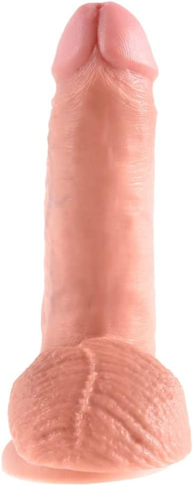 King Cock natural-colored dildo with balls, 17.8 cm