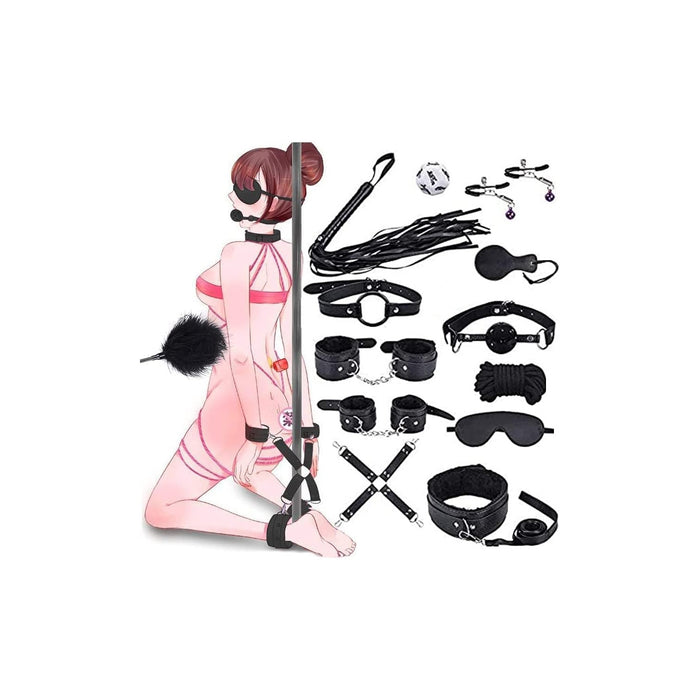 13-piece SM bondage set - adjustable handcuffs, mask, gag