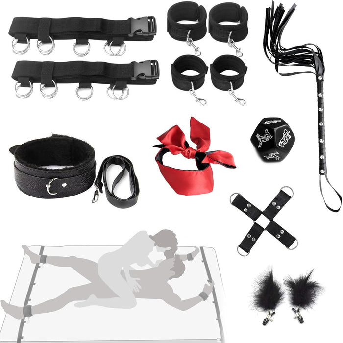7-piece BDSM set for bed bolts, handcuffs, mask and other fun
