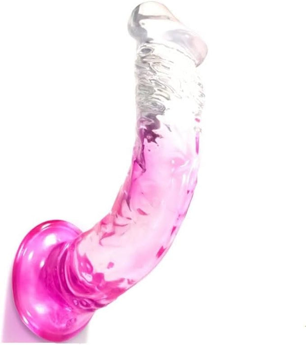 Realistic pink dildo with strong attachment base, strap-on compatible