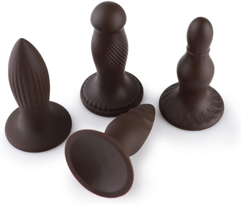 Analinių dildo rinkinys – 4 skirtingų dydžių, saugus silikono treniruoklis